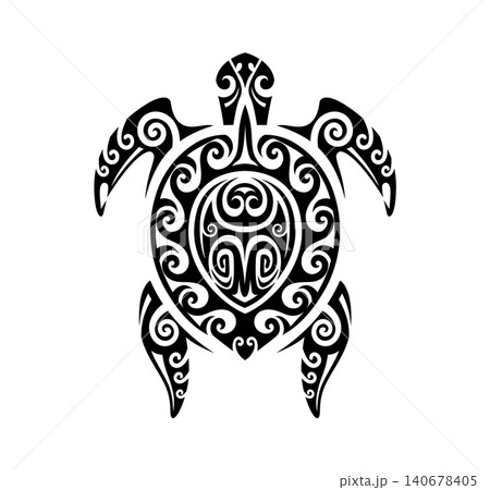 Maori turtle animal tribal graphic tattoo or symbol. New Zealand warrior folk print, Polynesian tribal graphic tattoo. Maori ethnic abstract symbol Maori turtle animal tribal graphic tattoo or symbol. New Zealand warrior folk print, Polynesian tribal graphic tattoo. Maori ethnic abstract symbol 140678405