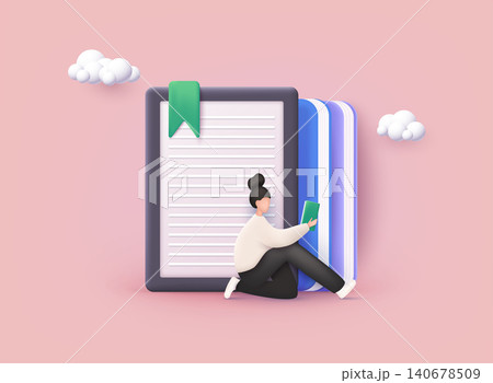 Open ebook on digital tablet screen for modern education and e-learning. 3D Web Vector Illustrations. Open ebook on digital tablet screen for modern education and e-learning. 3D Web Vector Illustrations. 140678509