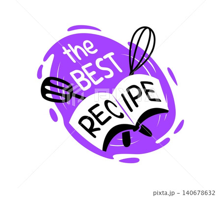 Best recipe icon with kitchen cook book and cooking utensil of spatula and whisk. Chef recipe book for cooking school, gourmet cuisine restaurant or fast food bar menu emblem with kitchenware Best recipe icon with kitchen cook book and cooking utensil of spatula and whisk. Chef recipe book for cooking school, gourmet cuisine restaurant or fast food bar menu emblem with kitchenware 140678632