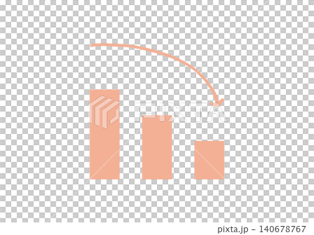 A set of illustrations (pink) featuring a downward-sloping bar graph and hand-drawn curved arrows. A set of illustrations (pink) featuring a downward-sloping bar graph and hand-drawn curved arrows. 140678767