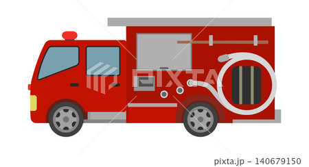 フラットイラスト：消防車(サイド) 140679150