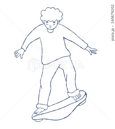 Child on Wobble Balance Board. Outline Boy Balancing on Wooden Rocker Board. Vector Illustration. ADHD Cerebellar Stimulation Therapy Tool for Kids Coordination Isolated Line Art Hand Drawn on White Child on Wobble Balance Board. Outline Boy Balancing on Wooden Rocker Board. Vector Illustration. ADHD Cerebellar Stimulation Therapy Tool for Kids Coordination Isolated Line Art Hand Drawn on White 140679202