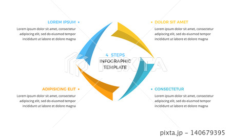 Four Steps Square Cycle Infographic Template 140679395