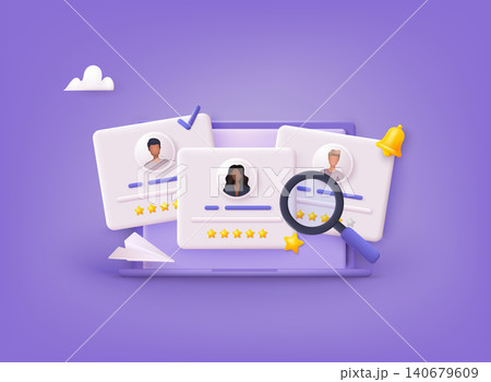 Hiring and recruitment concept for web page, banner, presentation. Job interview, recruitment agency. 3D Web Vector Illustrations. 140679609