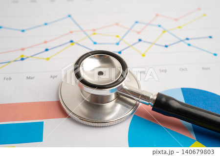 Stethoscope on finance business chart paper. 140679803