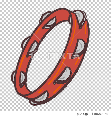 Illustration of a red tambourine Illustration of a red tambourine 140680060