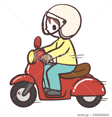 バイクで移動する人のイメージイラスト バイクで移動する人のイメージイラスト 140680062