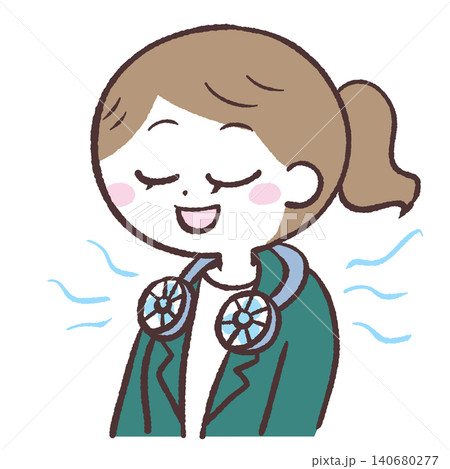 ネックファンを使う女性のイラスト 140680277