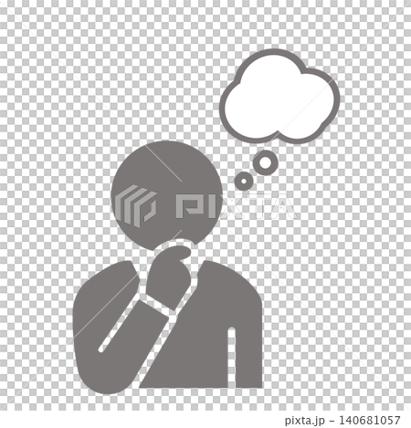 A monochrome (gray) pictogram of a person representing thought or consideration. A monochrome (gray) pictogram of a person representing thought or consideration. 140681057