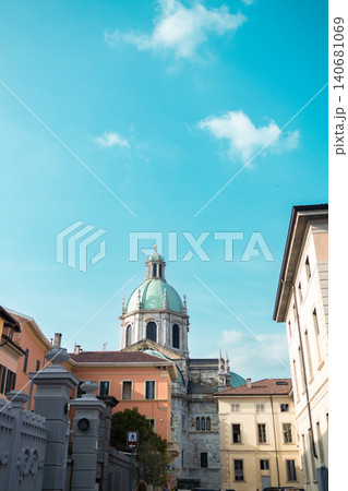 Beautiful historical square with a classic domed cathedral in an old European city 140681069