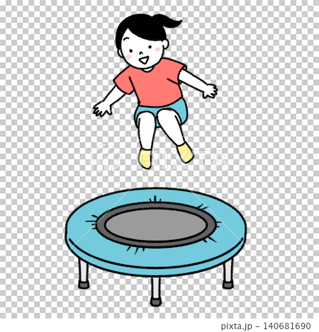 Illustration of a girl on a trampoline Illustration of a girl on a trampoline 140681690