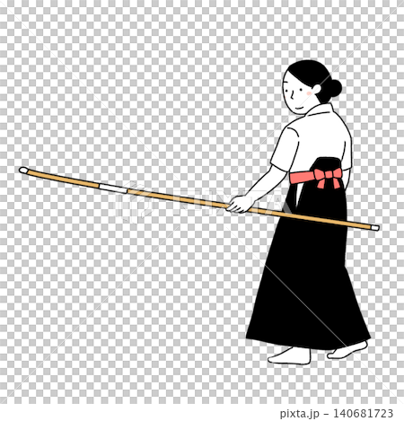 薙刀をする女性のシンプルイラスト 140681723