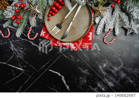 Christmas table setting 140682697