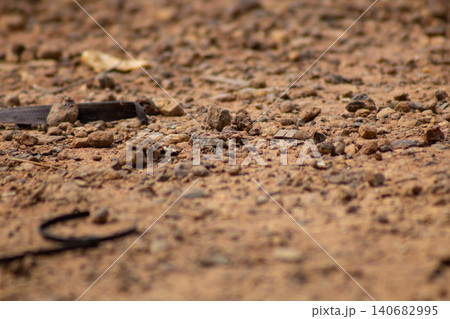 Gravel dirt soil pebble rock ground texture dry surface with scattered stone and small debris, shallow depth of field, natural brown background for rugged outdoor concept Gravel dirt soil pebble rock ground texture dry surface with scattered stone and small debris, shallow depth of field, natural brown background for rugged outdoor concept 140682995