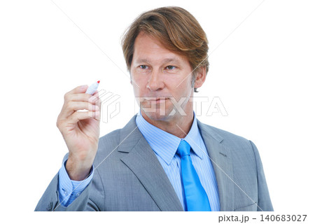Businessman, writing and planning with marker for brainstorming or schedule on a white studio background. Handsome man or young employee taking notes for project, task or reminder with mockup space Businessman, writing and planning with marker for brainstorming or schedule on a white studio background. Handsome man or young employee taking notes for project, task or reminder with mockup space 140683027