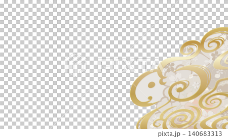 Illustration of a sheep with a flowing water pattern in a Japanese design_16:9 Illustration of a sheep with a flowing water pattern in a Japanese design_16:9 140683313