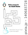 Labyrinth game, help the penguin to reach home, lead the path with finger or draw, cartoon character, preschool worksheet activity for kids, task for the development children, vector illustration 140683728