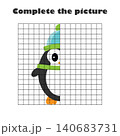 Complete the picture, penguin in cartoon style, drawing skills training, educational paper game for the development of children, kids preschool activity, printable worksheet, vector illustration 140683731