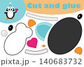 Penguin cartoon style, education paper game for the development of preschool children, use scissors and glue to create the applique, cut parts of the image and glue on the paper, vector illustration 140683732