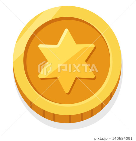 Gold Holiday Coin with Star Symbol Flat Vector Illustration Gold Holiday Coin with Star Symbol Flat Vector Illustration 140684091
