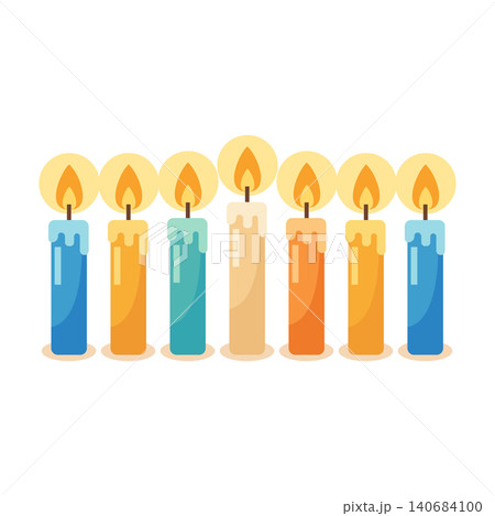 Colorful Lit Candles Collection Vector Illustration Colorful Lit Candles Collection Vector Illustration 140684100
