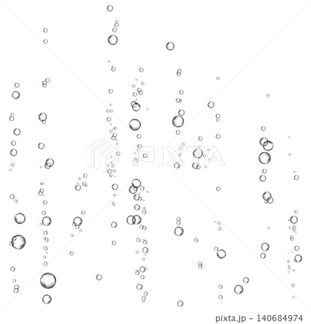 Oxygen air bubbles flow in water on white background. Oxygen air bubbles flow in water on white background. 140684974
