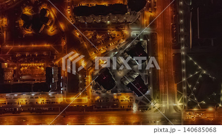 Aerial Nighttime View of Minsk with Roads and High Rise Buildings Aerial Nighttime View of Minsk with Roads and High Rise Buildings 140685068