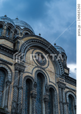 Ornate chapel facade and domes at Lukiskes Prison in Vilnius Ornate chapel facade and domes at Lukiskes Prison in Vilnius 140685260