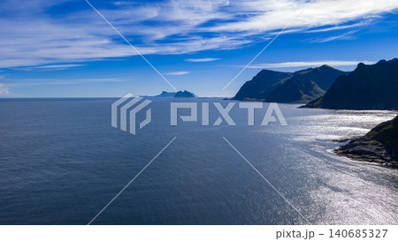 Lofoten Panorama Coastal Mountain Landscape Norway Lofoten Panorama Coastal Mountain Landscape Norway 140685327