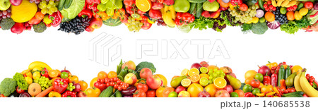 Collection of bright fresh and ripe fruits, vegetables and berries isolated on white Collection of bright fresh and ripe fruits, vegetables and berries isolated on white 140685538