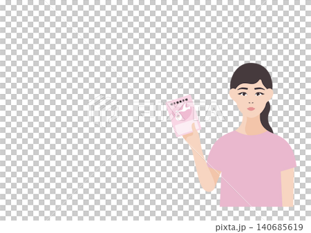 一位女性手持婦幼保健手冊的向量插圖。 140685619