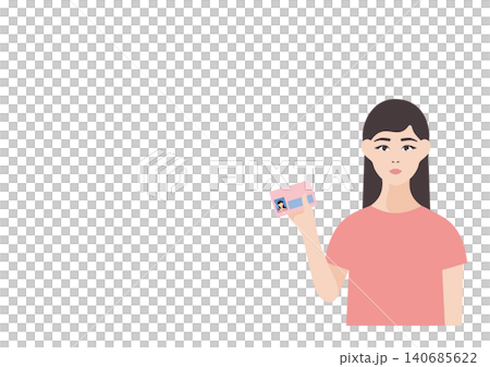 マイナンバーカードを持つ女性のベクターイラスト素材 140685622