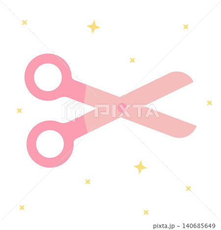 Cute pastel pink scissors vector illustration isolated on white background 140685649