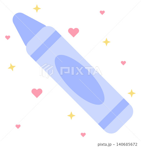 Cute pastel periwinkle blue crayon vector illustration isolated on white background Cute pastel periwinkle blue crayon vector illustration isolated on white background 140685672