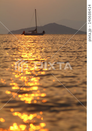 Seaside town of Turgutreis and spectacular sunsets Seaside town of Turgutreis and spectacular sunsets 140686414