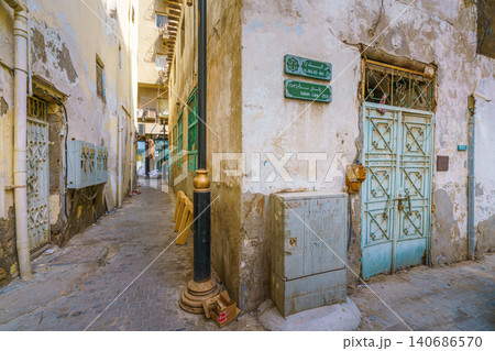 Jeddah, Saudi Arabia - Mar 08 2023, panoramic views of the streets of the old city of Jeddah, Saudi Arabia Jeddah, Saudi Arabia - Mar 08 2023, panoramic views of the streets of the old city of Jeddah, Saudi Arabia 140686570