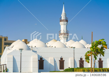 Jeddah, Saudi Arabia- Mar 08 2023, A panoramic view of Jaffali Mosque at daytime, old town of  Jeddah, Saudi Arabia  140686596