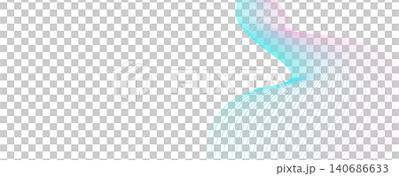 水色と紫の流れるウェーブライン背景 白地に縦へS字を描く曲線素材 140686633