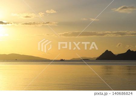 Seaside town of Turgutreis and spectacular sunsets. Bodrum, Turkey. Seaside town of Turgutreis and spectacular sunsets. Bodrum, Turkey. 140686824