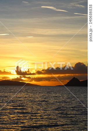 Seaside town of Turgutreis and spectacular sunsets. Bodrum, Turkey. 140686838