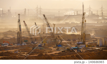 Ain Sokhna, Egypt - Mar 18 2023, Aerial panoramic view construction of new container terminals of the port, Ain Sokhna, Egypt Ain Sokhna, Egypt - Mar 18 2023, Aerial panoramic view construction of new container terminals of the port, Ain Sokhna, Egypt 140686965