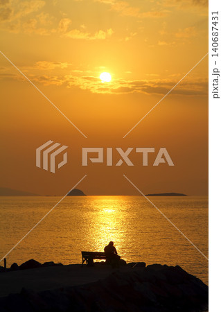 Seaside town of Turgutreis and spectacular sunsets Seaside town of Turgutreis and spectacular sunsets 140687431