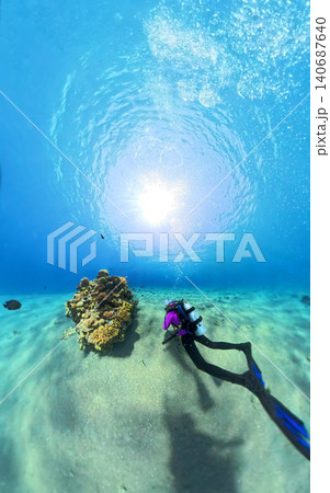 Diver swim under the water Diver swim under the water 140687640