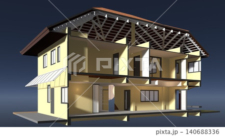3D illustration of building structure 140688336