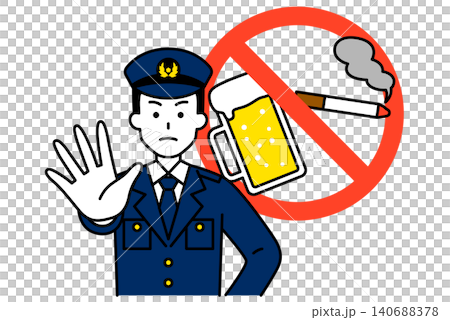 未成年の飲酒喫煙を取り締まる男性警察官 未成年の飲酒喫煙を取り締まる男性警察官 140688378