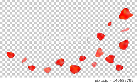 真赤な薔薇の花びら舞う背景イラスト 140688799