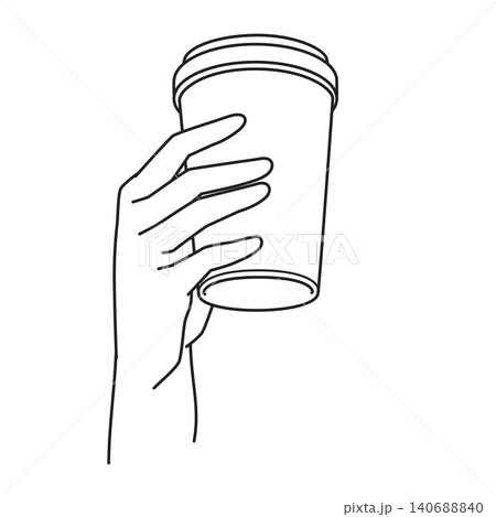 カフェタンブラー<線画>を持つ右手 カフェタンブラー<線画>を持つ右手 140688840