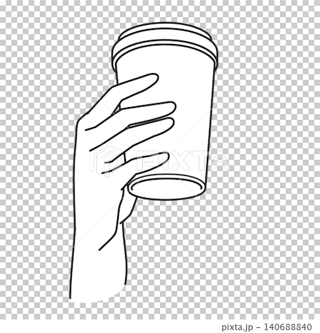 カフェタンブラー<線画>を持つ右手 カフェタンブラー<線画>を持つ右手 140688840