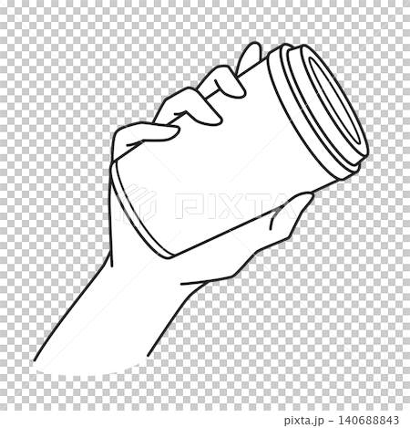 右手拿著咖啡杯(線描圖) 右手拿著咖啡杯(線描圖) 140688843