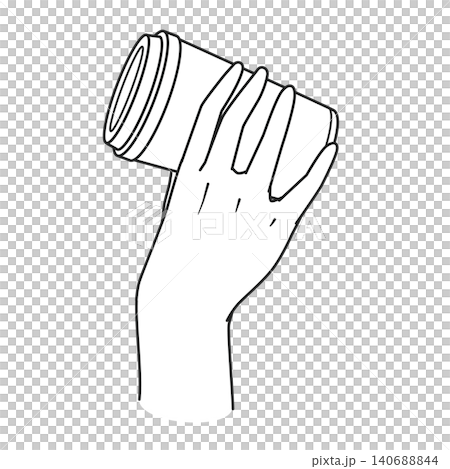 右手拿著咖啡杯(線描圖) 右手拿著咖啡杯(線描圖) 140688844